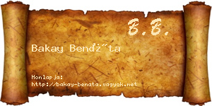 Bakay Benáta névjegykártya